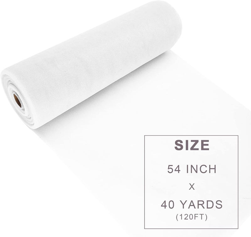 Ableme Deco White Tulle Fabric Roll Spool Bolt (54 Inch by 40 Yards) Large Tulle Wedding Party Decoration, Tutu Skirt, Table Runner, Gift Wrapping, Bridal Shower, Soft & Drape (White) - Image 3